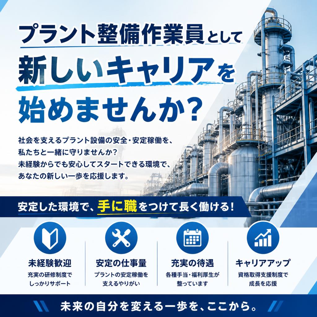 プラント整備作業員として新しいキャリアを始めませんか？