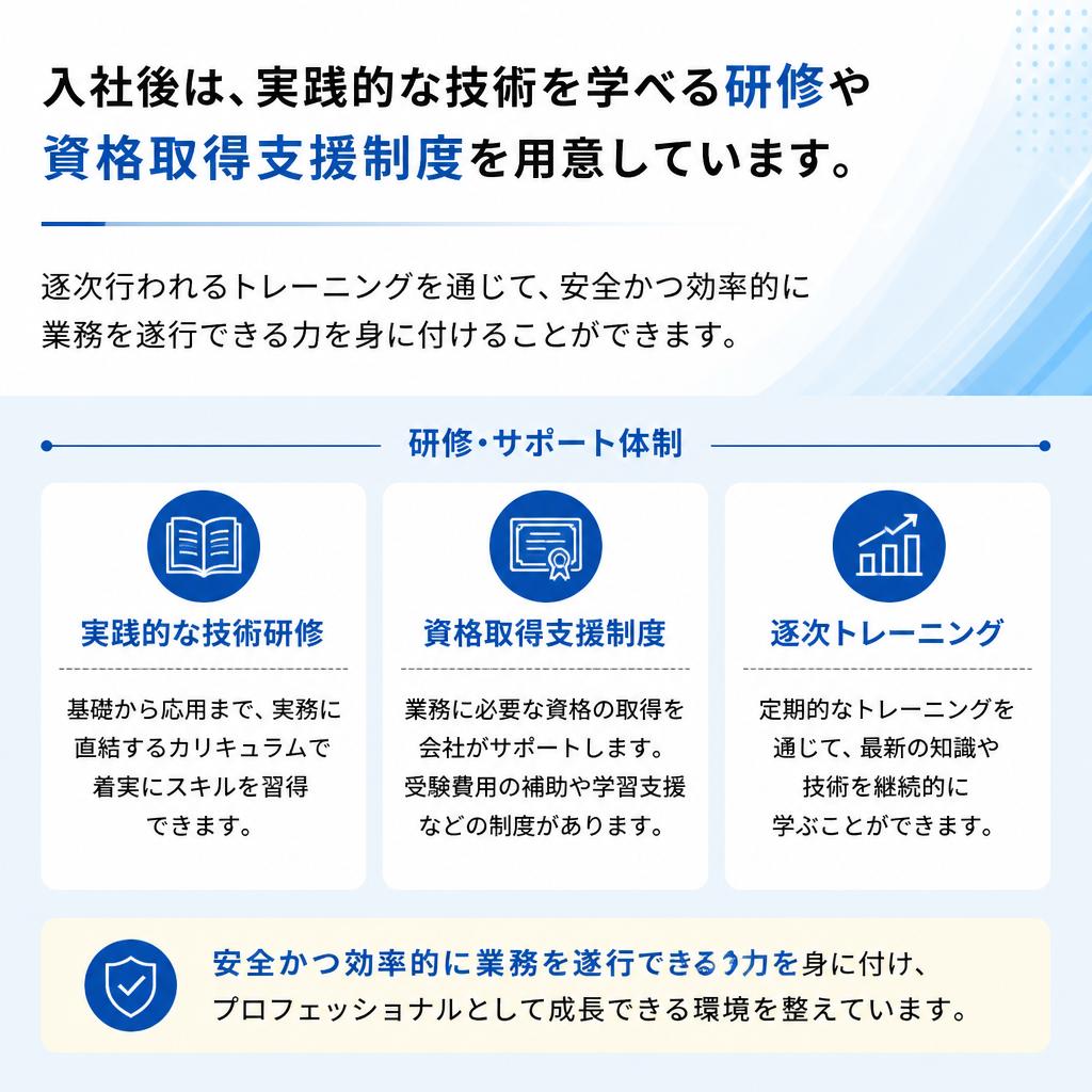 充実した研修制度でスキルアップ