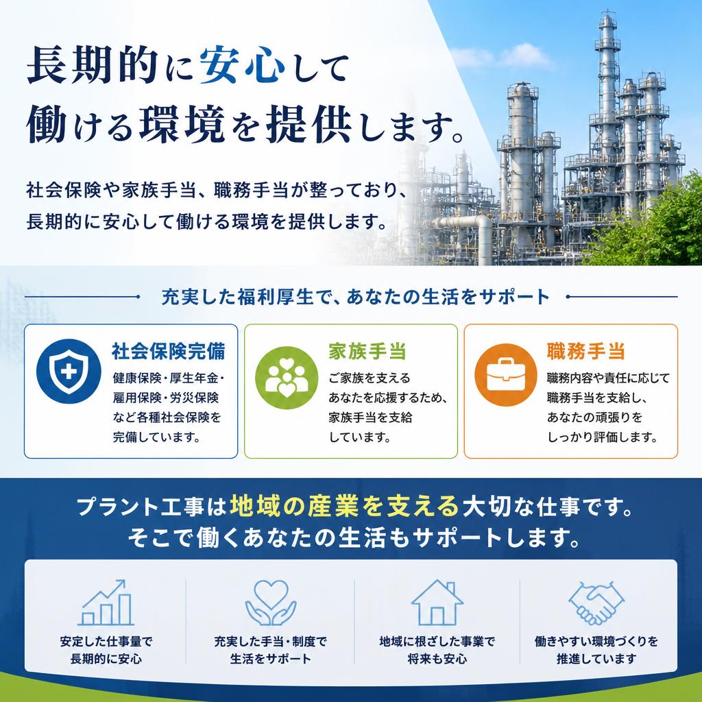 充実した福利厚生で安心して働ける
