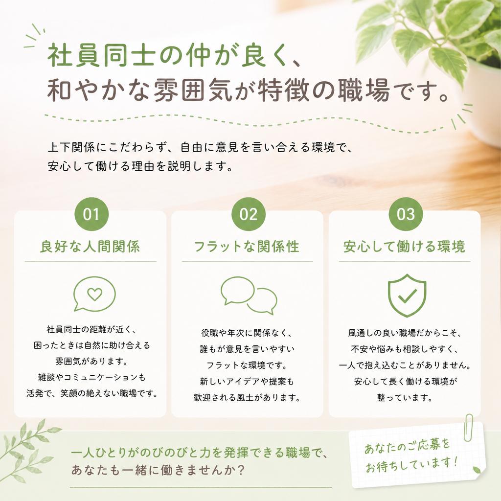 アットホームな職場文化