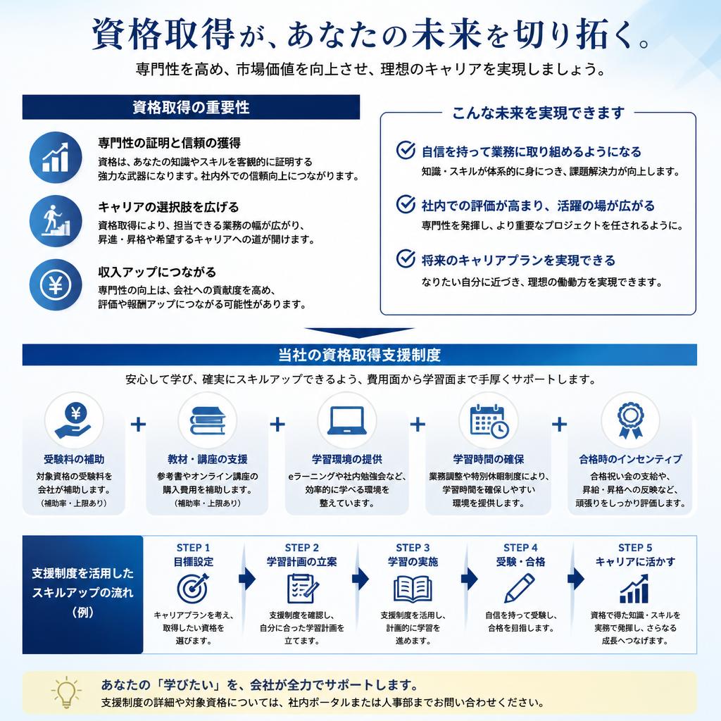 資格取得支援制度でスキルアップをサポート